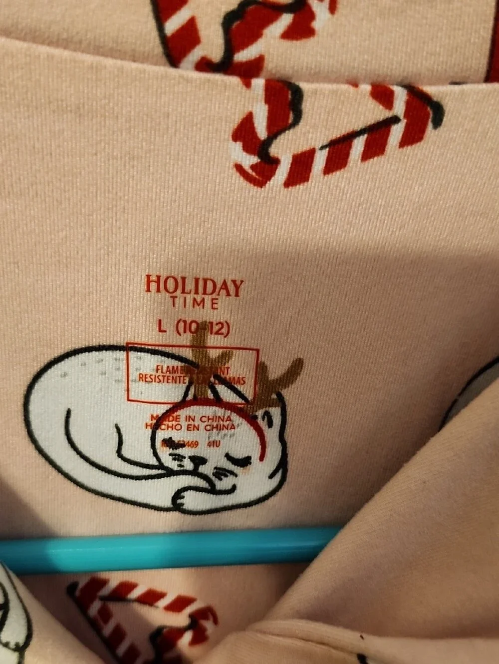 Holiday Time Pink Cat and Candy Cane Print Sleep Shirt